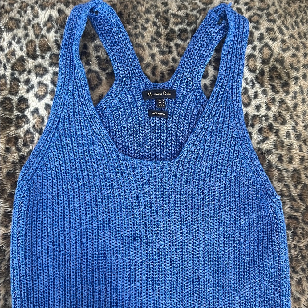 Massimo Dutti Vibrant Blue Knit Tank Top